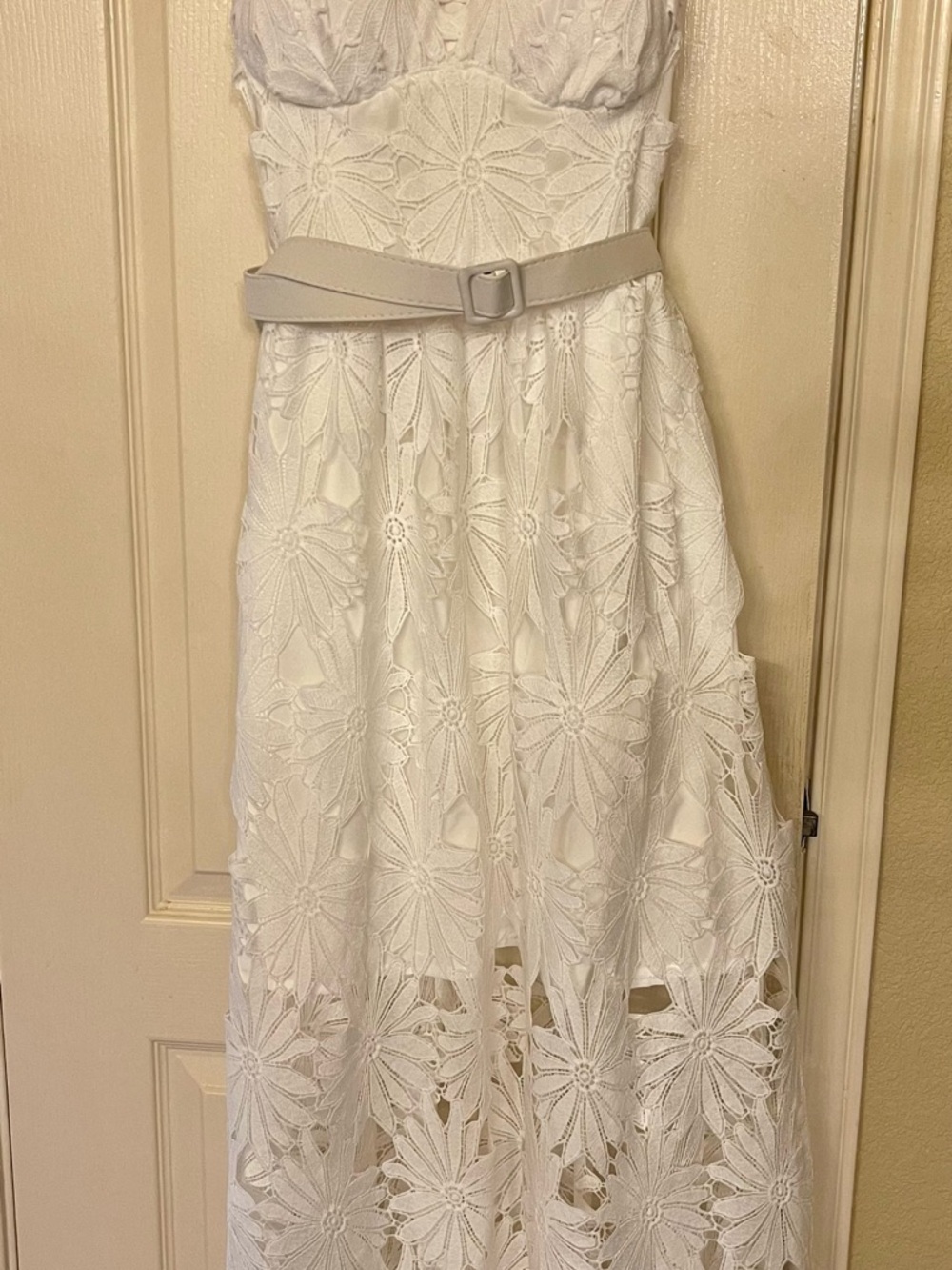 VivaBella White Lace Midi Dress NWT Size Large Bridal Shower Beach Cottagecore - Picture 3 of 5
